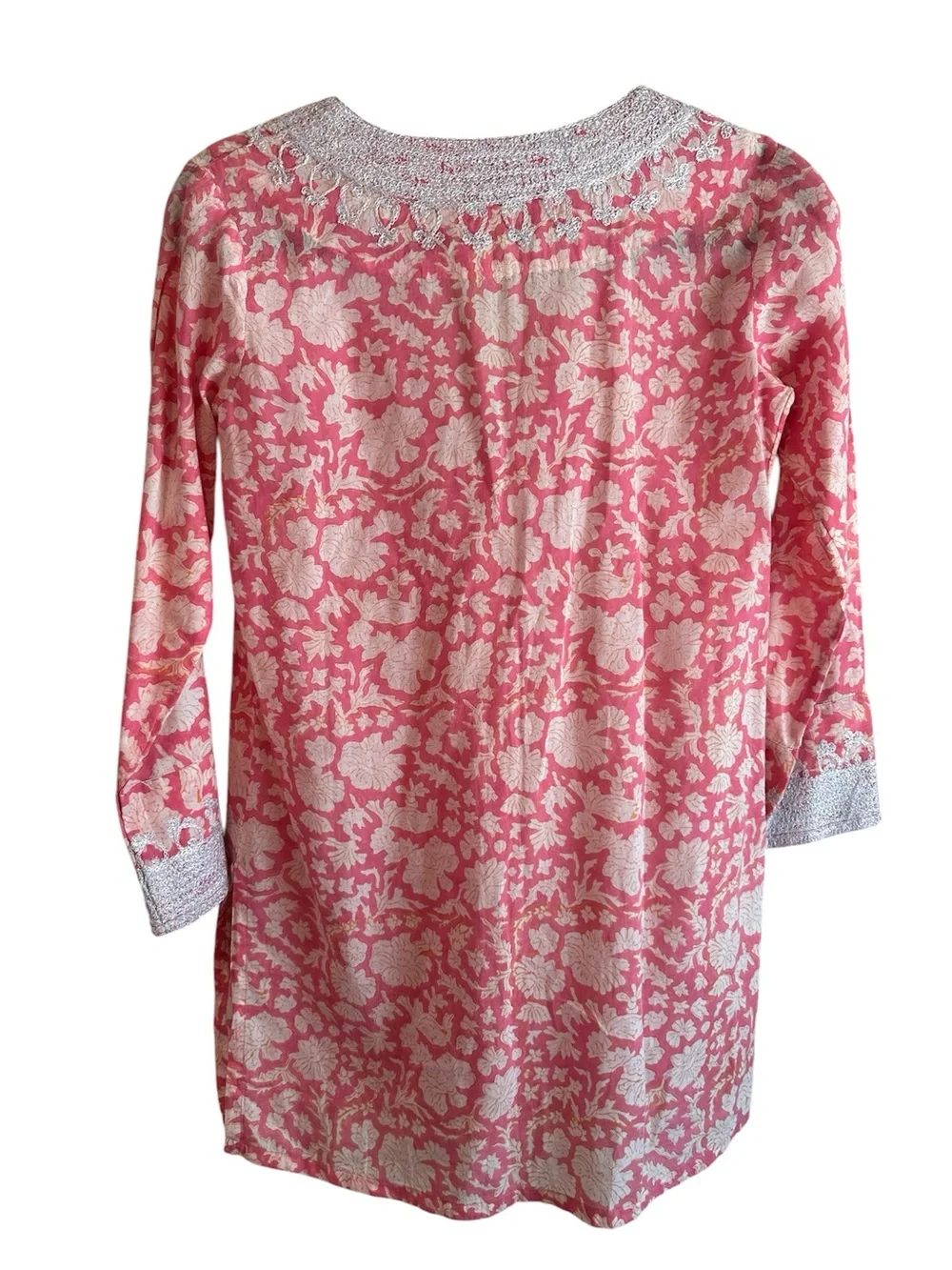 Roberta Roller Rabbit Pink Floral Embroidered V-Neck Tunic
